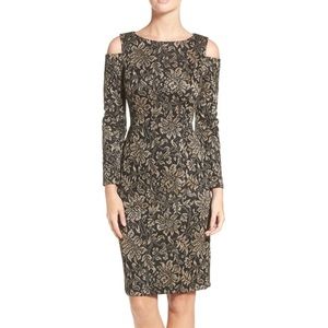 3 for $15 🌸 Eliza J Metallic Knit Sheath Dress Long Sleeve Cold Shoulder